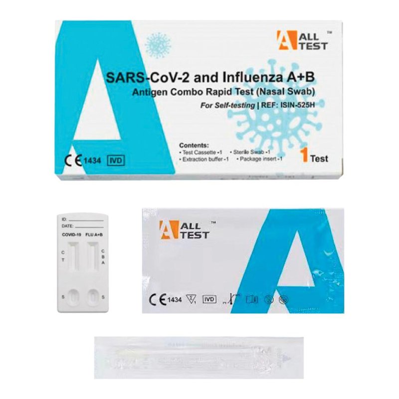 Test autodiagnostico rapido Sars Cov e Influenza A e B – tampone nasale fai da te per rilevazione infezioni respiratorie