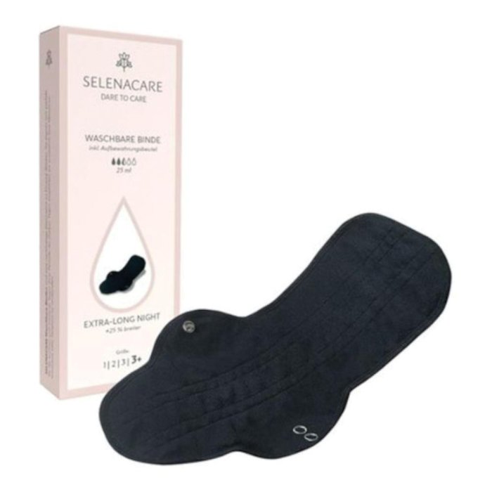 Selenacare Assorbente Lavabile Riutilizzabile Nero – Protezione Igienica Femminile Ecologica per Ciclo Mestruale