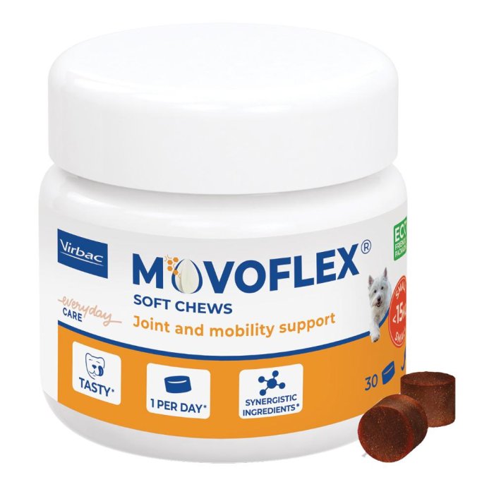 Movoflex S Virbac Integratore per Cani di Piccola Taglia 30 Compresse Masticabili per il Benessere delle Articolazioni