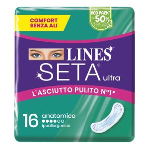 Lines Seta Ultra Assorbenti Igienici Anatomici Donna, Pacco da 16 Pezzi