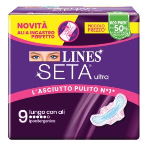 Lines Seta Ultra - Assorbente Lungo con Ali per Flussi Intensi 9 assorbenti