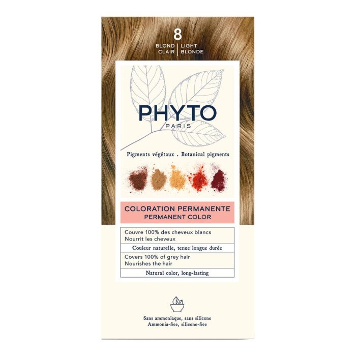 Phyto Phytocolor 8 Biondo Chiaro Colorazione Permanente per Capelli con Pigmenti Vegetali Copertura Capelli Bianchi