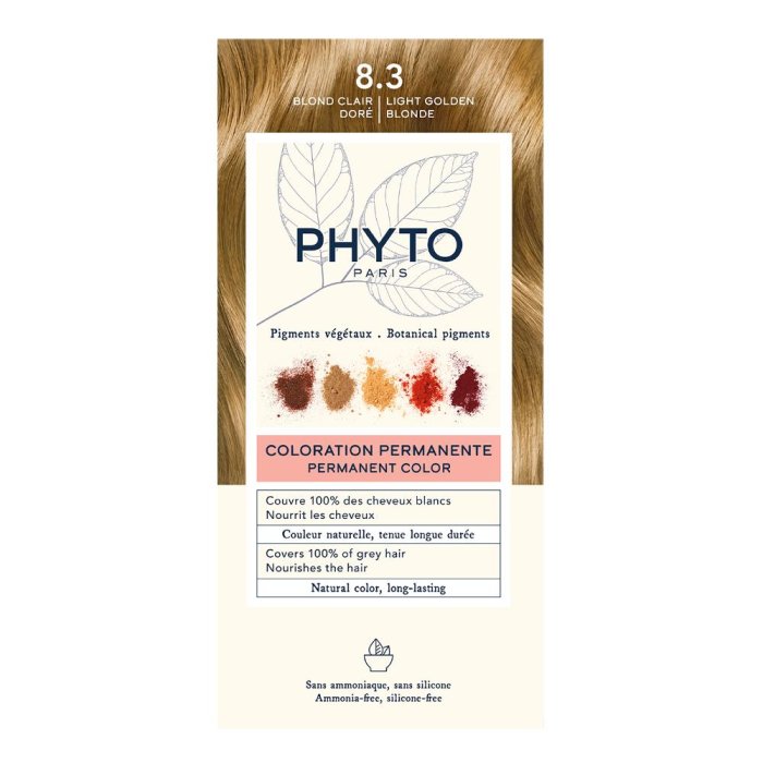 Phytocolor Colorazione Permanente per Capelli 8.3 Biondo Chiaro Dorato – Tinta Professionale Nutriente e Illuminante a Base di Estratti Vegetali