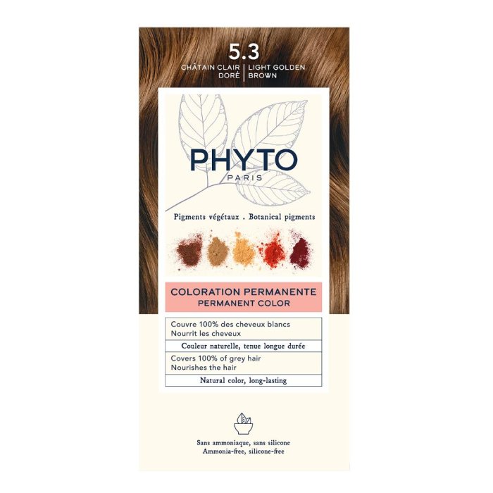 Phyto Phytocolor 5.3 Castano Chiaro Dorato Tinta Capelli Colorazione Permanente ai Pigmenti Vegetali Nutriente e Luminosizzante