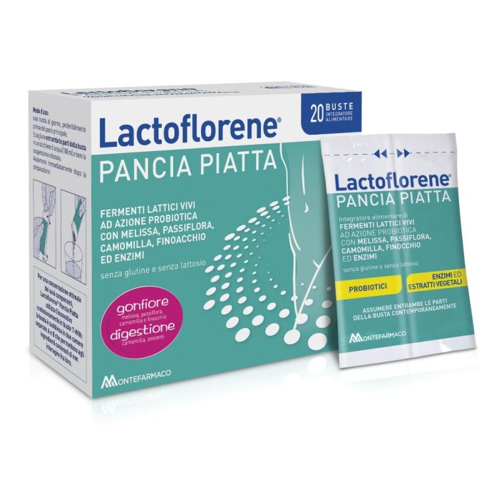 Lactoflorene pancia piatta 20 buste probiotici per sgonfiare la pancia -  Montefarmaco Spa
