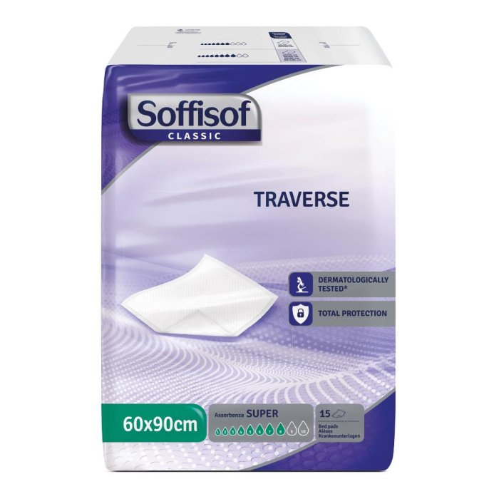 Soffisof Traversine Assorbenti Letto 60x90 cm 15 Pezzi – Teli Salvamaterasso Monouso per Incontinenza Adulto