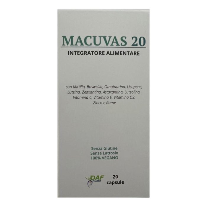 Macuvas 20 20 capsule - integratore per benessere della macula e funzione visiva