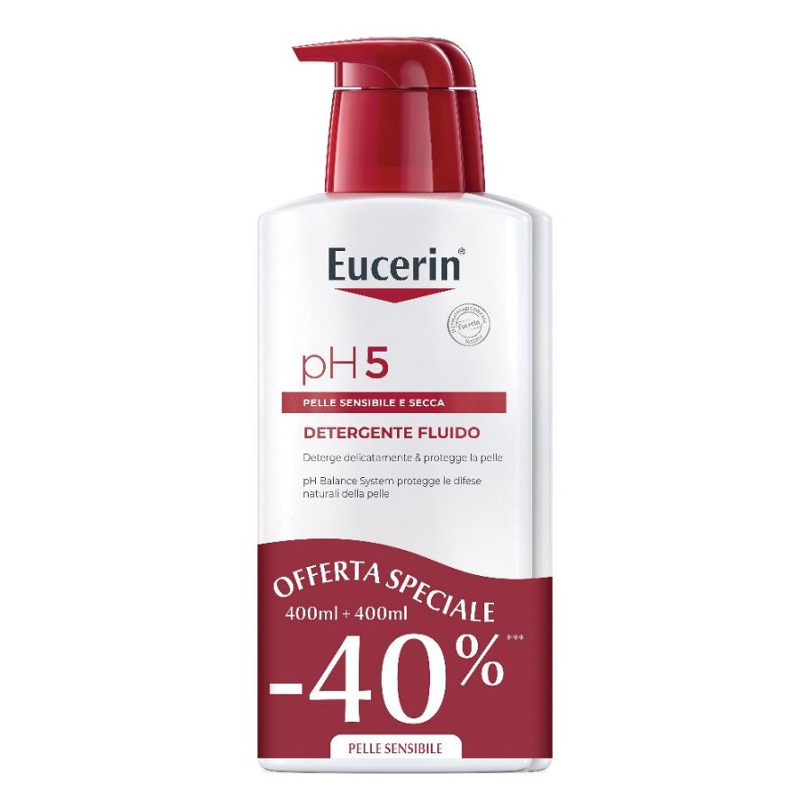 Eucerin Bipacco Ph5 Fluido Detergente 400 Ml + 400 Ml Eucerin Bipacco Ph5 Fluido Detergente 400 Ml + 400 Ml