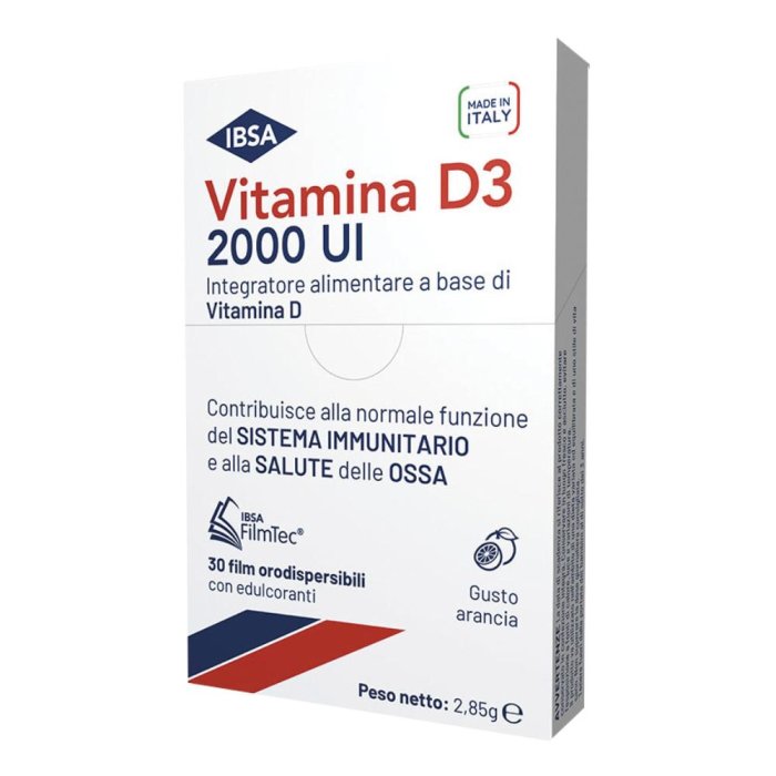 IBSA Vitamina D3 Ibsa 2000 Ui Integratore per sistema immunitario e ossa 30 Film Orodispersibili