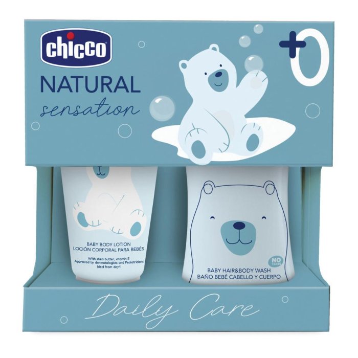 Chicco Natural Sensation - Baby Set Bagnoshampoo 200 ml + Crema Corpo 150 ml