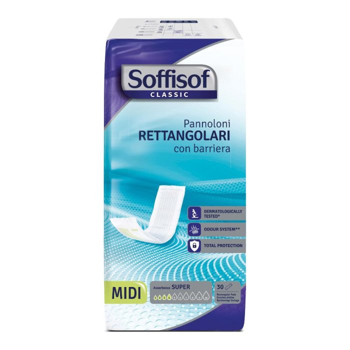 Soffisof Classic Pannolone Per Incontinenza Rettangolare Con Barriera 30 Pezzi