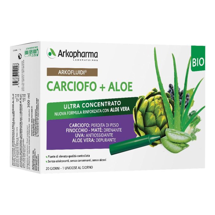 ArkoPharma Arkofluidi - Carciofo + Aloe Vera Ultra Concentrato 20 flaconcini