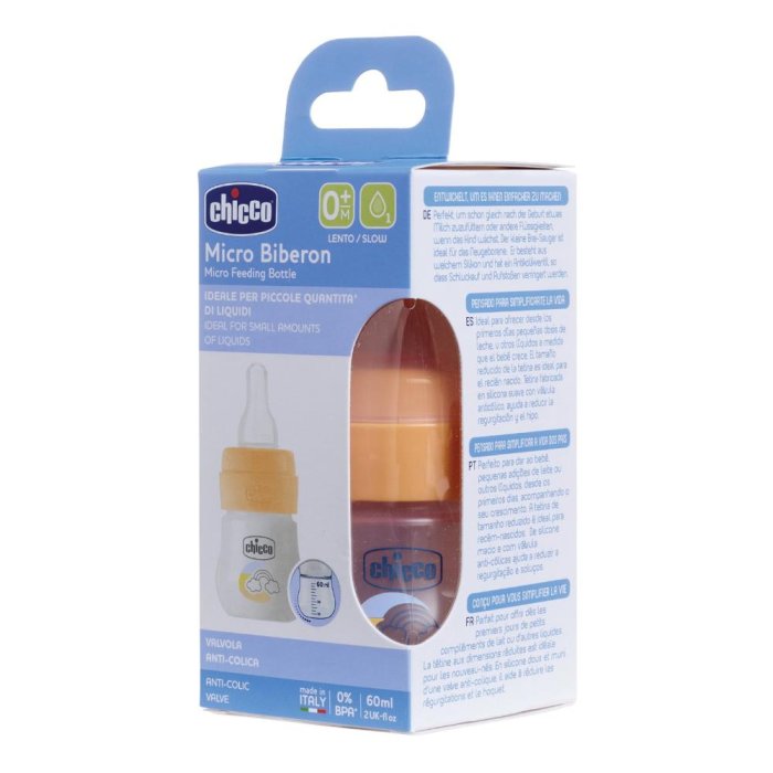 Chicco Micro Biberon in Silicone 0 m+ Capacità 60 ml 1 Pezzo