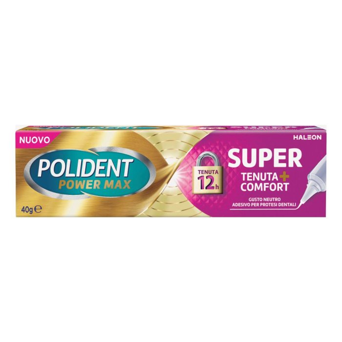 Polident Max Super Tenuta + Comfort Crema adesiva per Protesi dentali 40g