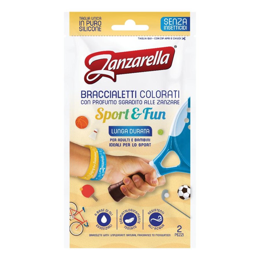 Zanzarella braccialetto antizanzare Sport and Fun 2 pezzi per bambini e adulti con design paint colorato e custodia net protettiva
