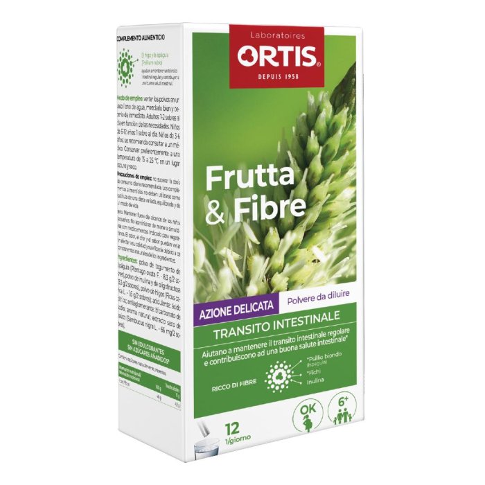 Ortis Frutta e Fibre Azione Delicata 12 Stick – Integratore alla Frutta e Fibre per la Regolarità Intestinale