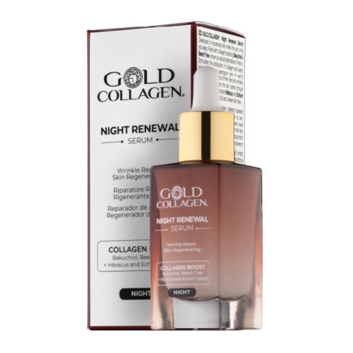 Gold Collagen Night Renewal Integratore Notturno per Pelle and Capelli, Rigenerante, Idratante e Anti Invecchiamento