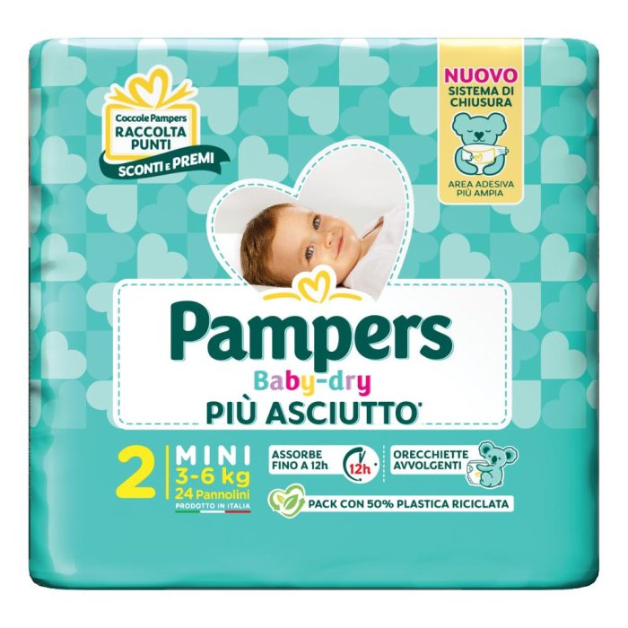 Pampers Babydry Taglia 2 Mini (3-6 Kg) 24 Pezzi