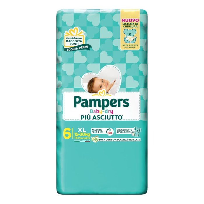 Pampers Babydry Taglia 6 XL (15-30 Kg) 13 Pezzi