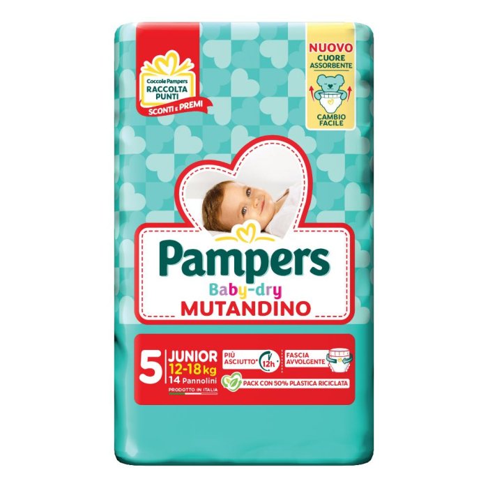 Pampers Baby Dry Mutandino Junior Super 14 pezzi - pannolini a mutandina per bambini attivi