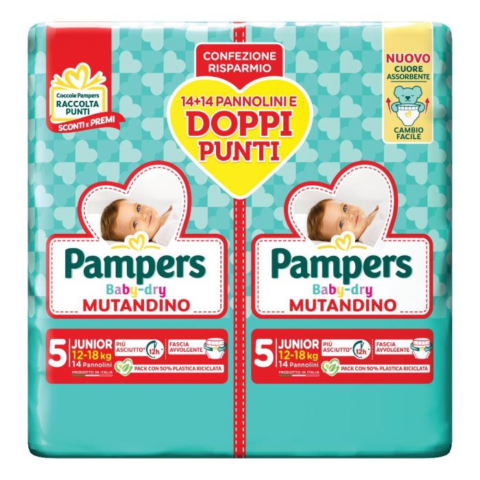 Pampers Baby Dry Mutandino Duo DownCount Junior 28 pannolini - pannolini a mutandina per bambini