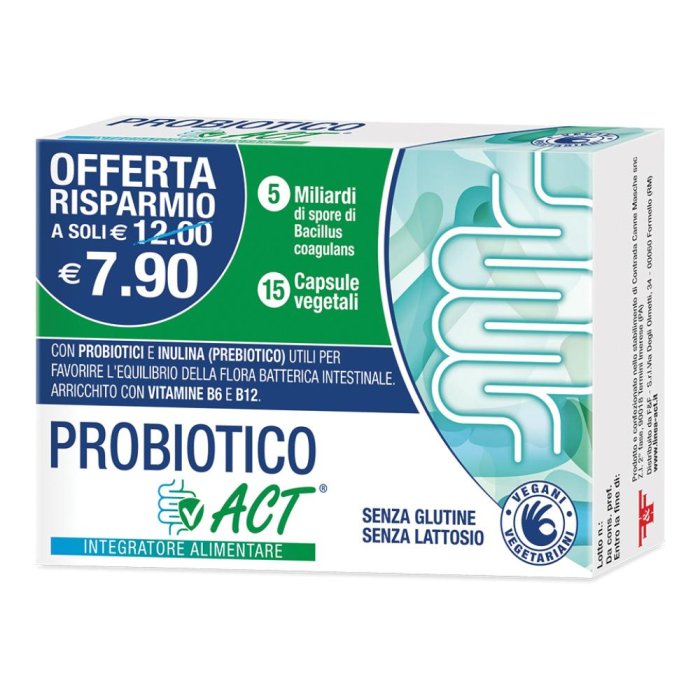 Probiotico Act Integratore Fermenti Lattici 15 Capsule
