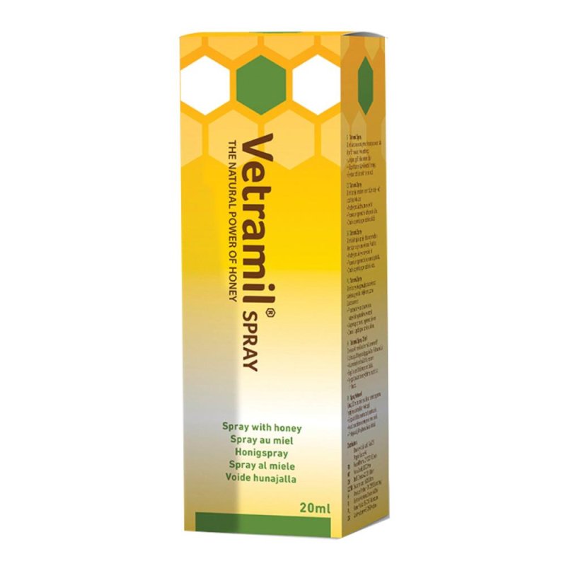 Vetramil Spray 20 ml Miele Medicale per Cani e Gatti Trattamento Ferite e Irritazioni della Pelle