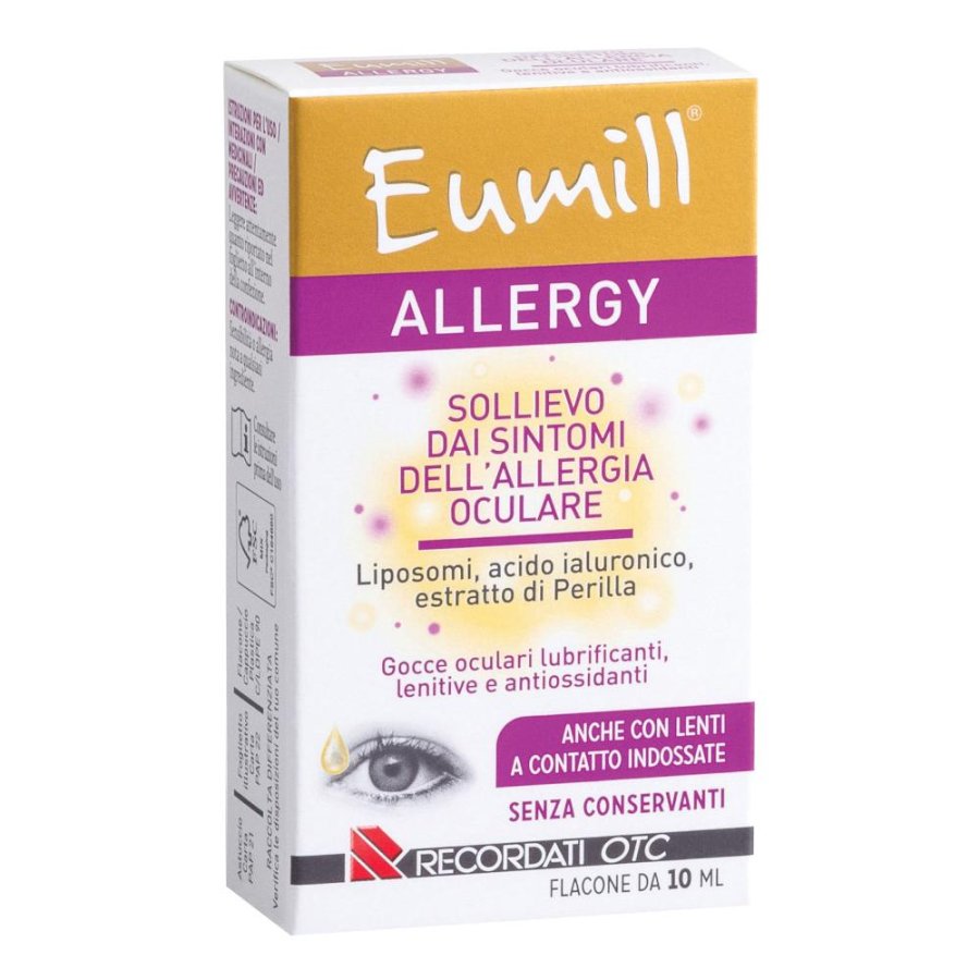 Eumill Allergy Gocce Oculari Lenitive Allergia Oculare collirio 10ml Eumill Allergy Gocce Oculari Lenitive Allergia Oculare collirio 10ml