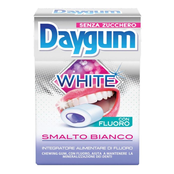 Daygum White Chewing Gum Senza Zucchero per Denti Bianchi, 20 Chewing Gum