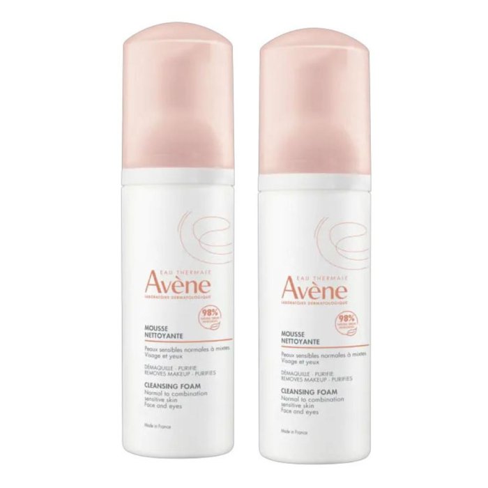 Avene Mousse Detergente Viso Duo 2 x 150 ml per Pelle Sensibile e Grassa