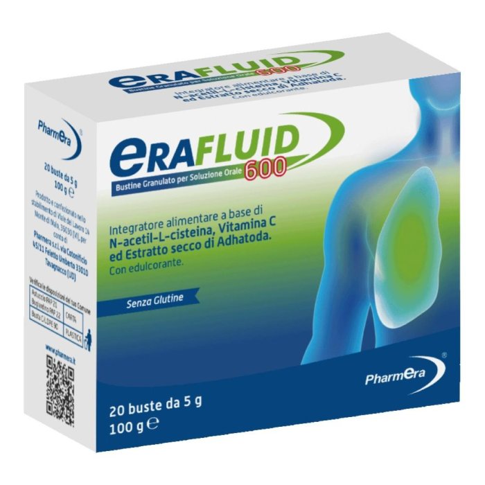 Erafluid 600 mg Granulato per Soluzione Orale 20 Bustine Mucolitico per Tosse Grassa e Catarro