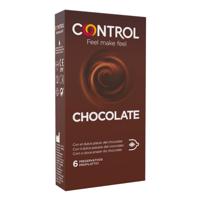 Control Chocolate Preservativi Aromatizzati gusto cioccolato , 6 Profilattici