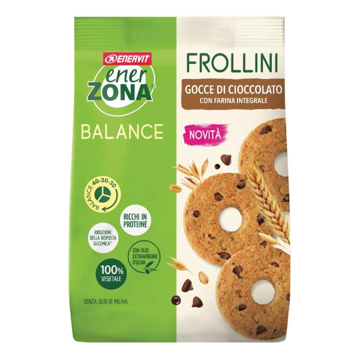 Enerzona Frollini con Gocce di Cioccolato e Farina Integrale, 250g