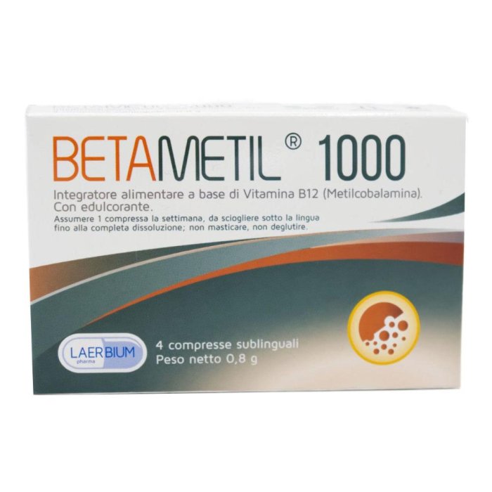 Betamil 1000 integratore vitamina B12 - confezione 4 compresse da 200 mg