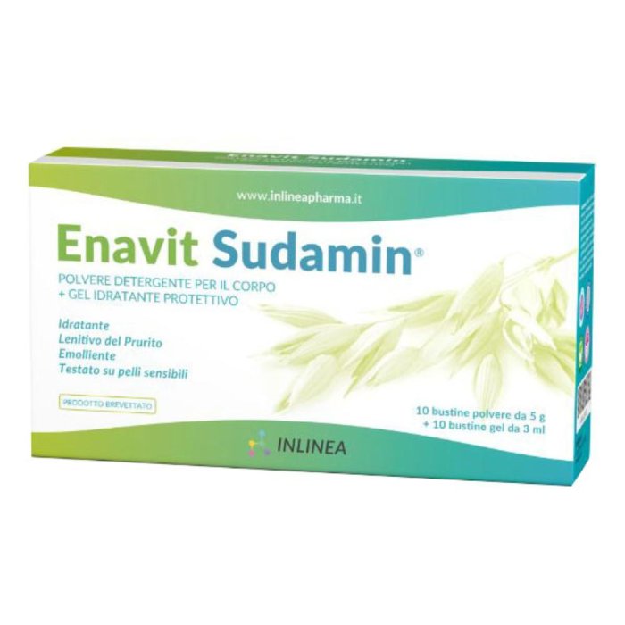 Enavit Sudamin 10+10 bustine - dermocosmetico bifasico polvere e gel per sudamina e dermatiti