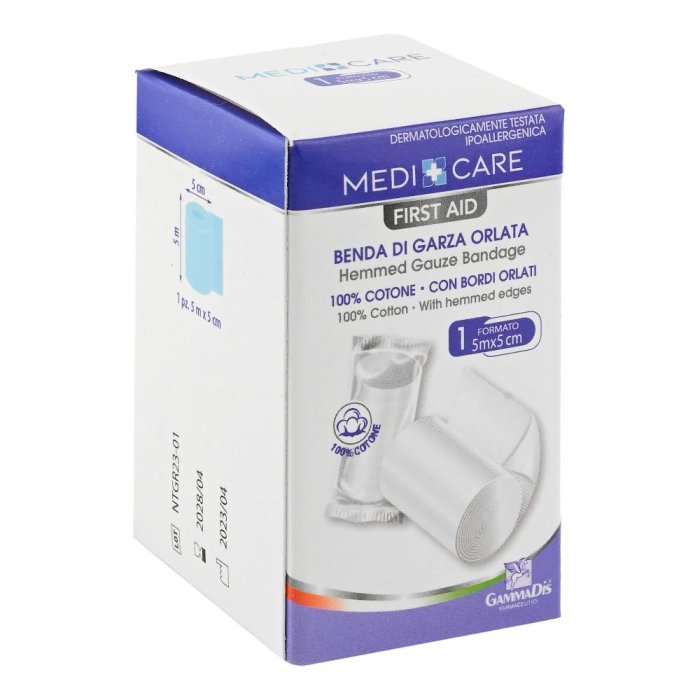 Gammadis Farmaceutici Medicare - Benda di Garza Orlata 5m x 5cm 1 pezzo