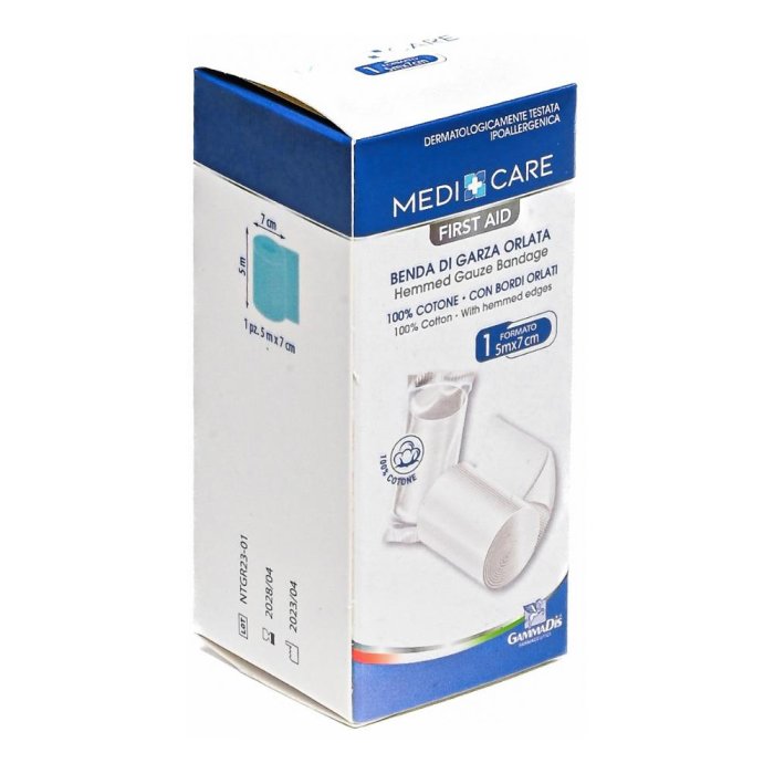 Gammadis Farmaceutici Medicare - Benda di Garza Orlata 7m x 5cm 1 pezzo