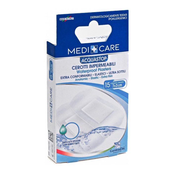Gammadis Farmaceutici Medicare - Acquastop Cerotti Impermeabili Grandi Misura 3 x 7 cm 15 Pezzi
