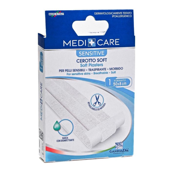 Gammadis Farmaceutici Medicare - Cerotto Soft Sensitive in Striscia con Garza Antisettica 50 x 8cm 1 pezzo