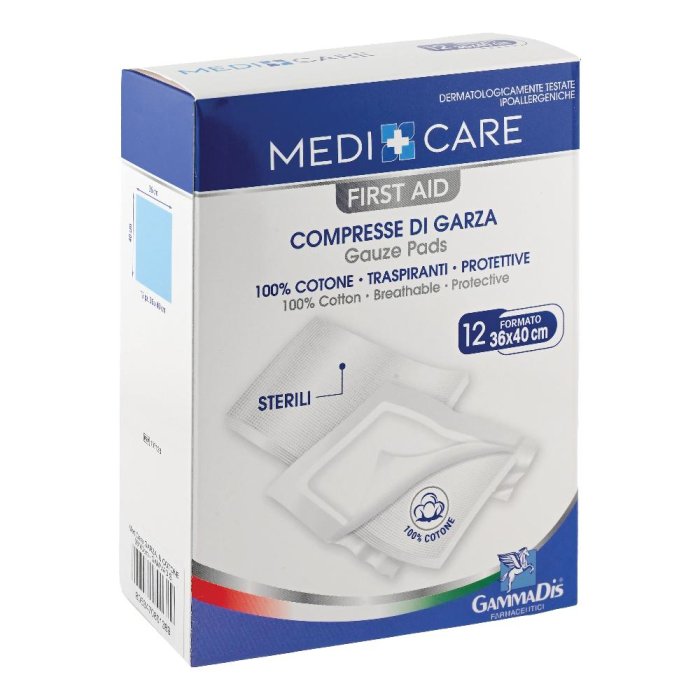 Gammadis Farmaceutici Medicare - Compresse di Garza in Cotone 36 x 40 cm 12 compresse