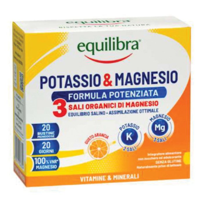 Potassio e Magnesio 3 Integratore Alimentare in Bustine – 20 Bustine per Stanchezza Muscolare e Crampi