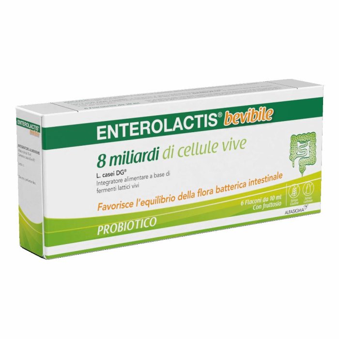 Enterolactis Bevibile integratore di fermenti lattici per equilibrio della flora batterica intestinale 6 flaconcini 10ml