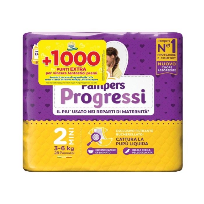 Pampers Progressi - Mini Pannolino Taglia 2 3-6 Kg 28 pannolini