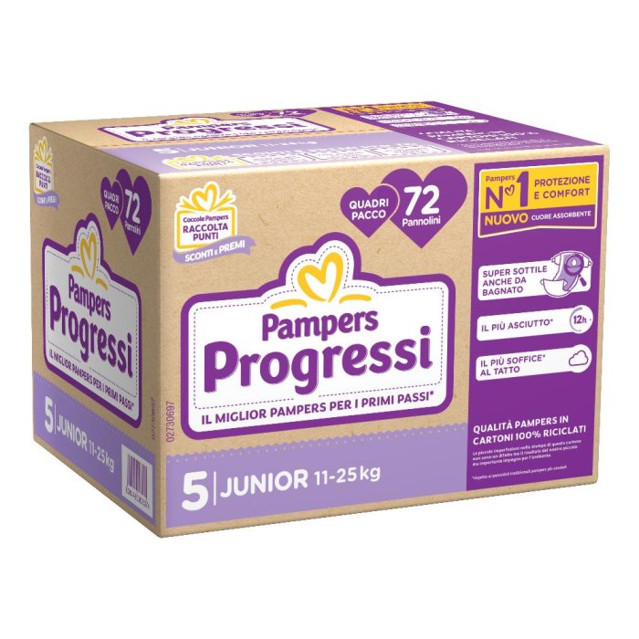 Pampers Progressi - Junior Pannolino Taglia 5 11-25 Kg 72 pannolini