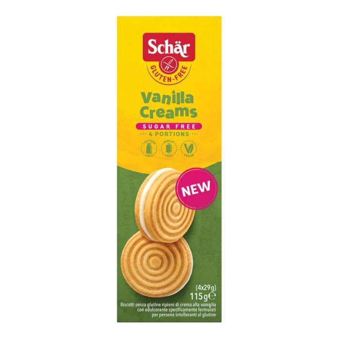 Schar Biscotti Con Crema Di Vaniglia Senza Zucchero 115g