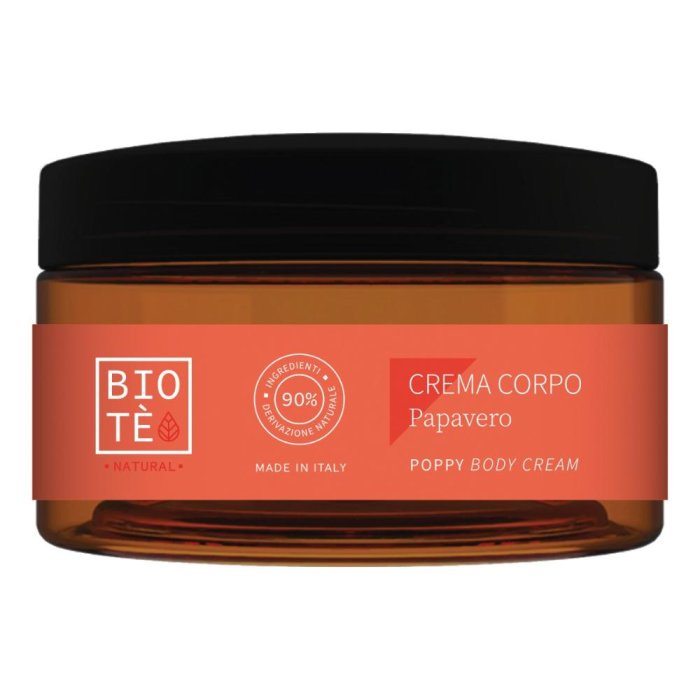 Biote crema corpo papavero 250 ml - crema corpo idratante al papavero