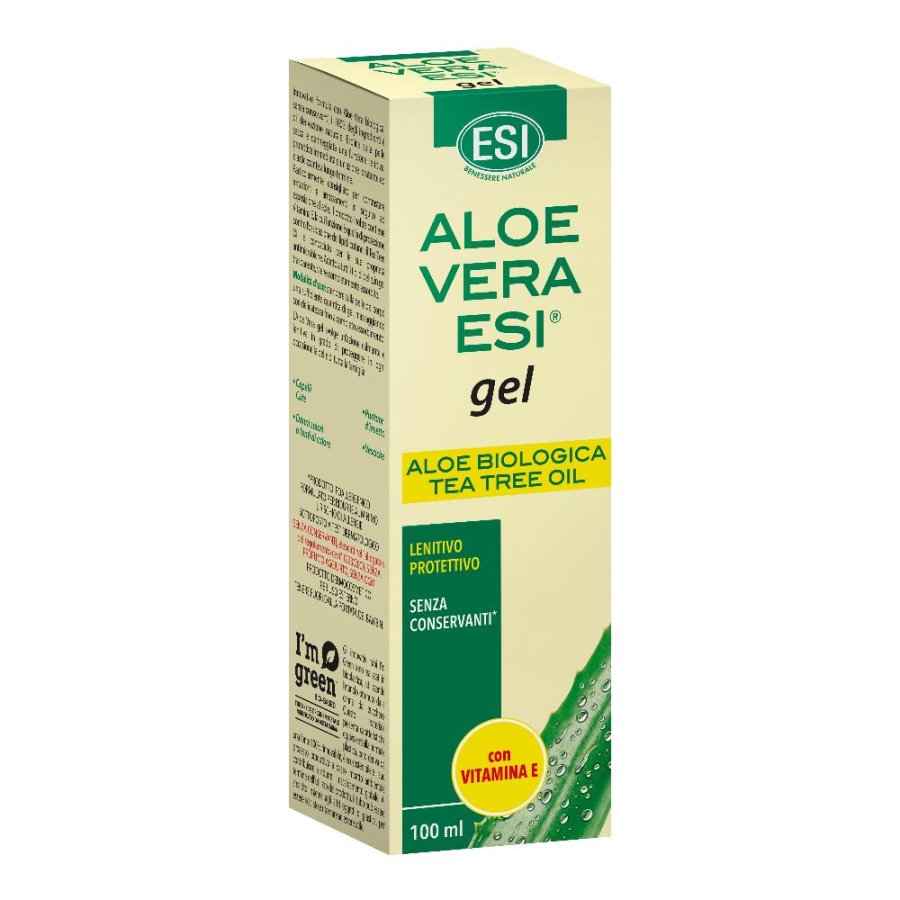 ESI Aloe Vera Gel Tea Tree 100 ml Lenitivo Purificante per Pelle Irritata e Arrossata