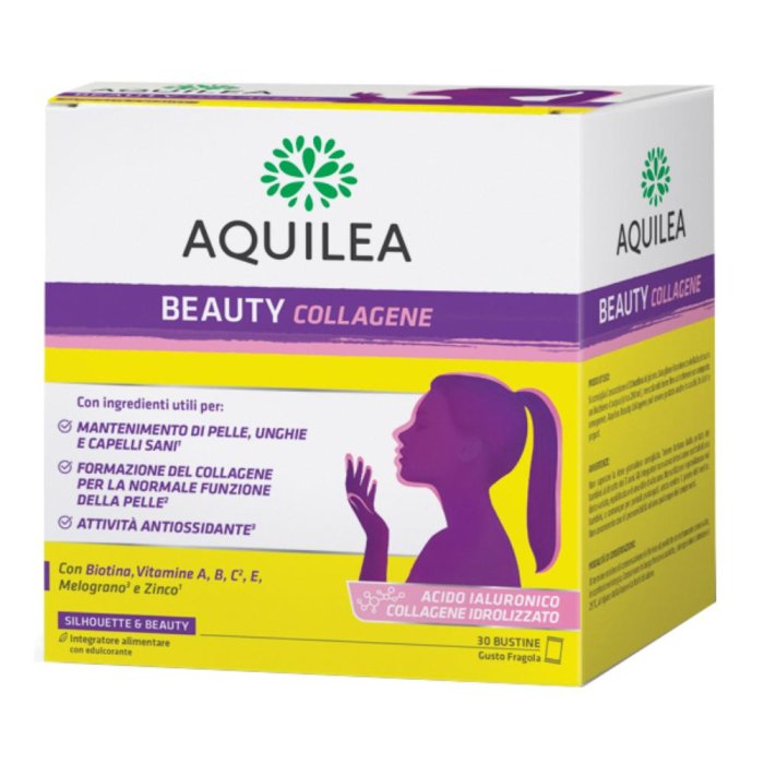 Aquilea Beauty Collagene Integratore con Acido Ialuronico Aminoacidi Minerali e Vitamine 30 Bustine