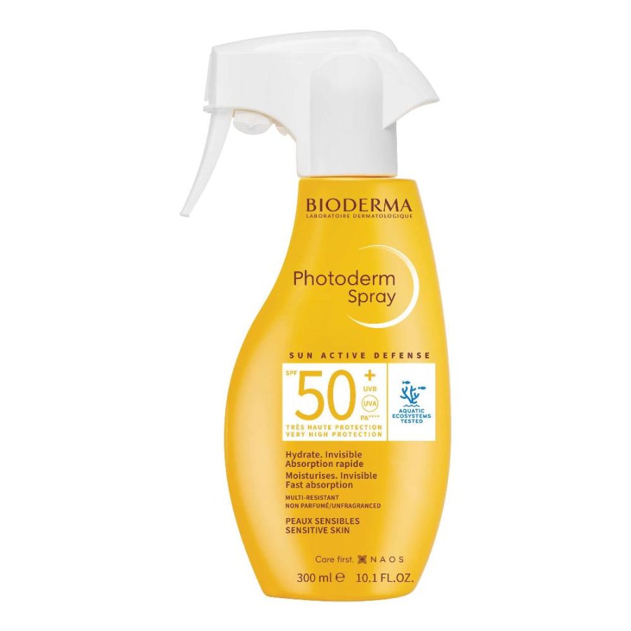 Bioderma Photoderm Spray Solare Corpo e Viso Fattore di Protezione 50+ 300 ml Alta Protezione per Pelli Sensibili