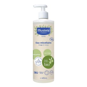 Mustela Acqua Micellare Bio Detergente Viso Corpo e Zona Pannolino per Neonati e Bambini 400 ml